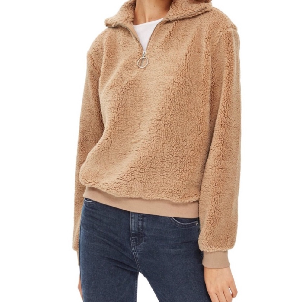 Top shop brown fuzzy fleece